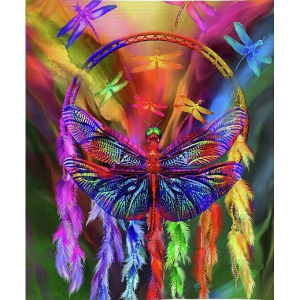 Rainbow Dragonfly Diamond Painting Kit - DIY