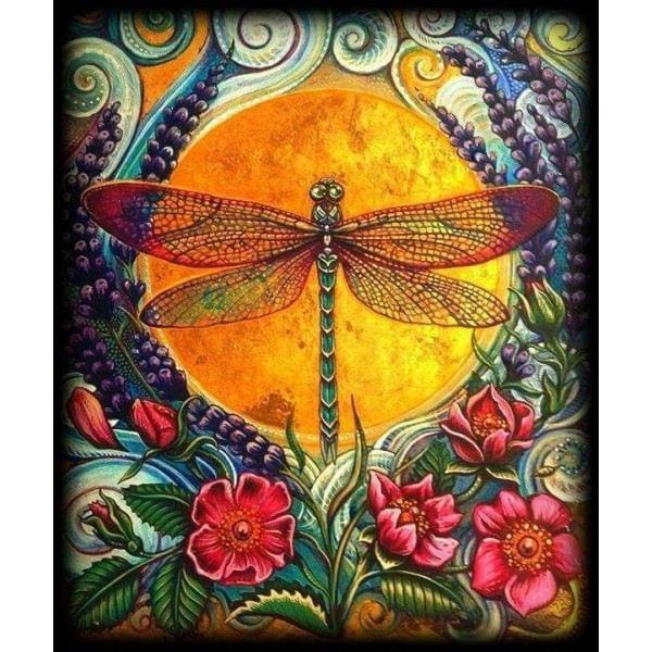 Dragonfly Colors Orange Diamond Painting Kit - DIY